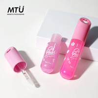 Porte-clés, ensemble de tubes en plastique vides pour gloss à lèvres rose mignon, logo personnalisé, nouveau design pour emballage de cosmétiques, conteneur à rouge à lèvres