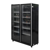 Refroidisseur de bouteilles sur roulettes pour présentation en magasin, LED Premium, noir et blanc, acier inoxydable, pour supermarché, restaurant, hôtel, bar, commerce de proximité