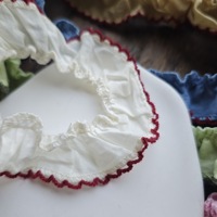 En gros, Garniture de couture extensible en coton, froncée, à volants, à bords festonnés, multicolore, pour vêtements de bébé
