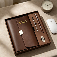 Set de Regalo de Cuaderno de Cuero de Lujo Personalizado, con Bolígrafo y Memoria USB, para Graduación