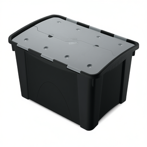 Contenedor Multiusos Ttake de 60 Litros, Caja de Almacenamiento Negra y Gris para Logística y Almacén - Product Image 2