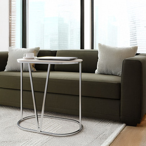 Mesita de Noche/mesa de entrada moderna de lujo de mármol en forma de C en suministro a granel con niveladores ajustables para la entrada del Hogar o del hotel - Product Image 3