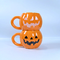 Tasse de citrouille festive mignon visage de citrouille en céramique Halloween tasse ensemble 400ml motif de citrouille tasses à café pour boissons chaudes pour adultes