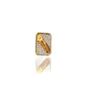 Bague de cocktail pour homme en or 18 carats avec diamants rectangulaires sertis pavé – Bijou de luxe pour mariage et soirée - Product Image 1