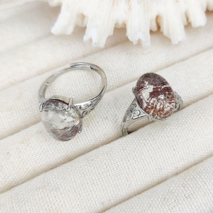 Nouvelle Bague Ovale en Cristal Fantôme Naturel, Pierre Semi-Précieuse Polie, Bague en Quartz de Jardin pour Souvenirs et Cadeaux - Product Image 2