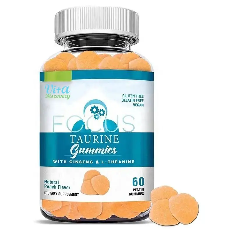 Naturals Vegan taurina Gummies con Ginseng L-teanina vitamina C B3 B6 B12 aiuta a sostenere la concentrazione di chiarezza mentale