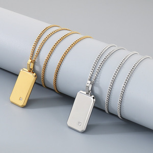 <span class=keywords><strong>Collana</strong></span> da uomo Kalen minimalista con ciondolo geometrico quadrato intarsiato con strass, in acciaio inossidabile, con <span class=keywords><strong>incisione</strong></span> laser. - Product Image 4