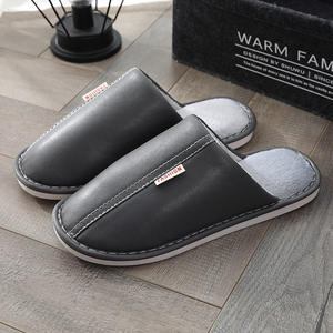 Women's Winter Indoor for Slippers Non-Slip Warm Cotton <b>Flip</b> <b>Flops</b> PU Leather Waterproof Home Shoes for Couples Soft Comfortable - Product Image 3