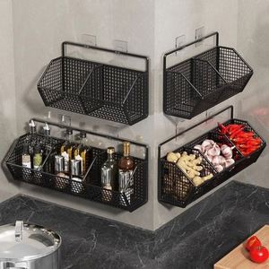 Support mural moderne en fil métallique à un seul niveau, sans perçage, pour fruits et légumes, organisateur de cuisine en fer suspendu - Product Image 1