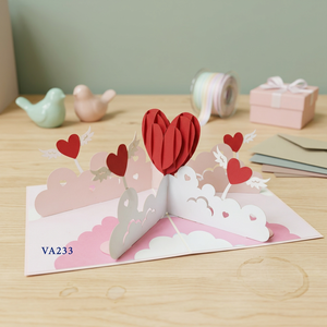 Carte pop-up 3D en forme de cœur pour la Saint-Valentin, artisanat en papier fait main, cadeau, best-seller au Vietnam, pour les cadeaux de Thanksgiving des amoureux, Viet-craft - Product Image 1
