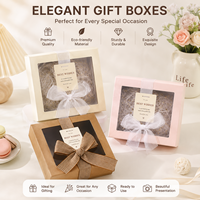 Boîte d'emballage personnalisée portable rectangulaire pour anniversaire, Noël, mariage, en carton gris avec fenêtre et fond en carton, doublure en éponge