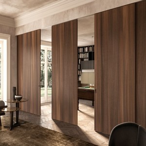 Puerta Corredera Invisible sin Marco de Estilo Europeo para Sala de Estar, Puerta Corredera Interior de Madera, Insonorizada - Product Image 5