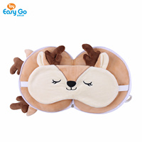Oreiller de voyage et masque pour les yeux 2 en 1 en peluche, coussin doux pour le cou pour avion/sieste au bureau - Élan et Ours