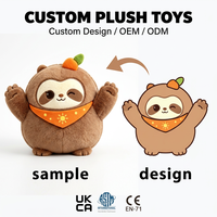 Boneka Sloth Kartun Kustom, Boneka Sloth Lucu untuk Souvenir, OEM ODM Boneka Kustom