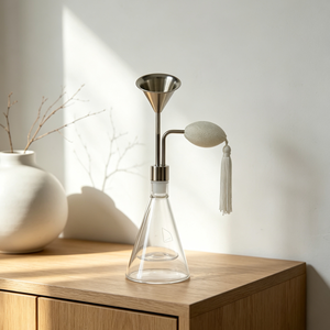 Luxuriöse 80ml Parfüm-Testerflasche aus Glas mit Weißem Quasten-Luftpumpenzerstäuber für Duftbar und Duftausstellung - Product Image 1