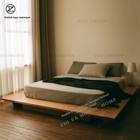 Eichen-Tatami-Plattformbett ohne Kopfteil, Bodennahes Bett 1,8m im Homestay-Stil, Loft-Anpassung möglich