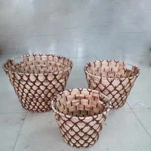 ชุดกล่องเก็บของขนาดใหญ่พร้อมที่วางของในตำนานตะกร้าหวายผักตบชวา2ใบมีด้ามจับทำจากไม้ - Product Image 4