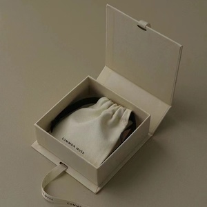 FORTE Eco-friendly Cardboard Paper Gift Box Custom Logo Jewelry Box Magnetic Flap Ribbon Closure Jewelry Gift Box With Pouch Bag