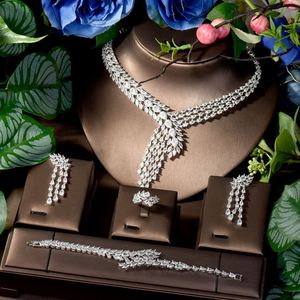 Super Brillant Collier Boucles D'oreilles Lumière De Luxe Premium Gland Ensemble D'oxyde Cubique Ensemble Pierre De Mariée Robe De Soirée De Mariage Accessoires S-240 - Product Image 1