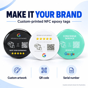 Étiquette NFC circulaire CXJ pour avis Google, carte d'avis Google NTAG213/215/216 en PVC étanche 75MM 13.56MHz pour contrôle d'accès RFID - Product Image 2