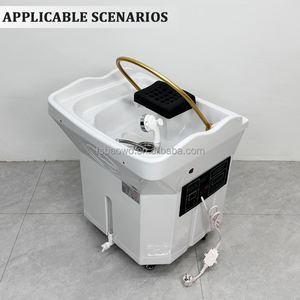 전문 화이트 헤어 뷰티 살롱 샴푸 그릇 싱크대 60L 물 탱크 없음 이발사용 배관 휴대용 샴푸 그릇 - Product Image 2