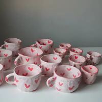 Mug à café en céramique à large ouverture, fait à la main, irrégulier, avec poignée géométrique dorée, style nordique simple, grande capacité