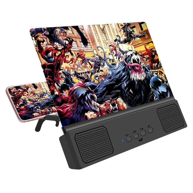 12 Inches 3D Mobile Phone Screen Magnifier HD Video Amplifier Stand Bracket Screen Magnifier with Speaker