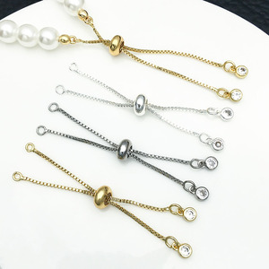 <b>Copper</b> Plated Gold White Gold Thick Silver Chain Zircon Pull Out <b>Bracelet</b> Necklace Pendant DIY Jewelry Accessories - Product Image 1