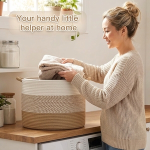 Wholesale 70L Extra Large Cotton Rope Laundry <strong>Basket</strong> Eco-Friendly Woven Storage <strong>Hamper</strong> <strong>for</strong> Nursery Toys Blankets Organizer - Product Image 3