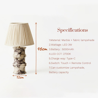 Lampe de table en marbre en forme de bambou haut de gamme, batterie 5000 mAh, éclairage pour salon, chambre à coucher, éclairage décoratif de nuit