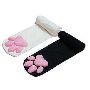 Chaussettes hautes en nylon antibactériennes à imprimé patte de <span class=keywords><strong>chat</strong></span>, motif animal, mignonnes, rembourrage en silicone, style anime - Product Image 1