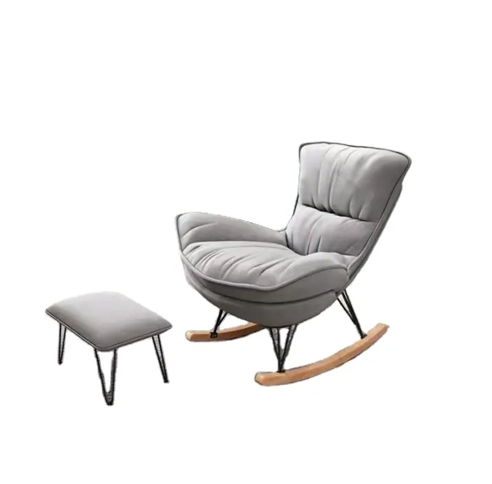Cadeira de balanço em veludo com tecnologia de assento acolchoado em tecido estofado, sofá casual com apoio para os pés