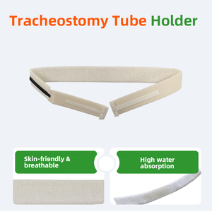 Support de tube de trachéotomie réglable avec sangle de cou à boucle auto-agrippante, mousse souple et tissu respirant, respectueux de la peau - Product Image 2