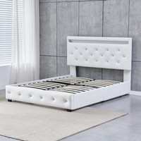 Cadre de lit capitonné moderne de taille King, norme européenne, avec rangement, revêtement en tissu de haute qualité, mobilier doux pour la maison