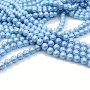 Perle di Vetro Blu Aurora Effetto Sirena, Perle Rotonde ad Alta Lucentezza per Gioielli Boho Marini Impilabili e Maximalistici - Product Image 1