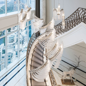 Lustre moderne sur mesure décoratif pour plafond, grandes ailes, verre de luxe, <span class=keywords><strong>suspension</strong></span> pour hôtel, <span class=keywords><strong>plumes</strong></span>, éclairage sur mesure - Product Image 3