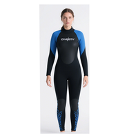 DIVESTAR Desain Khusus 3mm Neoprena Wanita Diving Wetsuit Ritsleting Belakang Setelan Lengkap Lengan Panjang Bernapas Warna Blok Stylish di Bagian Depan
