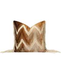 Coussin décoratif TiffHome tissé, écologique, à motif géométrique, avec franges, dégradé marron, amovible et lavable pour canapé