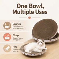Papan Garukan Kucing dari Kertas Bergelombang Coklat Anti-Selip Alas Garukan Kucing Bulat Mainan Kucing untuk Kucing di Dalam Ruangan
