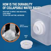 Conteneur d'eau souple pliable avec robinet 5L 10L 20L, anti-fuite, pour les voyages en voiture, le camping et les activités de plein air