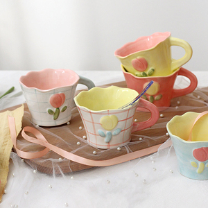 Handmade Ceramic Flower <b>Mug</b> <b>Cute</b> 200ml Cappuccino Cups Small Coffee <b>Mugs</b> for Espresso - Product Image 5
