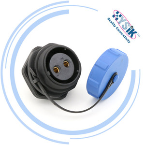 Conector Hembra SP2112/<span class=keywords><strong>S</strong></span> para Montaje <span class=keywords><strong>en</strong></span> Panel, Impermeable, 2 Pines, IP68, Terminación por Soldadura, con Tuerca de Bloqueo Chapada <span class=keywords><strong>en</strong></span> Oro, para Gabinete de Inversor Solar - Product Image 1