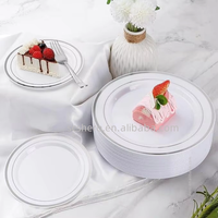 Services de vaisselle jetables en plastique argenté pour 100 invités – Assiettes anti-fuite de qualité alimentaire pour fêtes et mariages