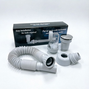 Ensemble de vidange universel anti-odeur pour lavabo avec bouchon en acier inoxydable et bonde flexible en <span class=keywords><strong>PP</strong></span> transparent pour salle de bain - Product Image 2