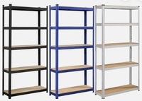 Estanterías de Almacenamiento de Acero de 5 Niveles, Comerciales, Electrónicas, Resistentes, para Almacén, Negras, sin Pernos, con Protección Contra la Corrosión