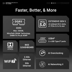 บอร์ดเกม ROG CROSSHAIR มาเธอร์บอร์ด X870E 5GHz เมนบอร์ด btf ATX Ddr5 Am5บอร์ดเล่นเกม5GHz พร้อมการออกแบบตัวเชื่อมต่อที่ซ่อนอยู่ - Product Image 2