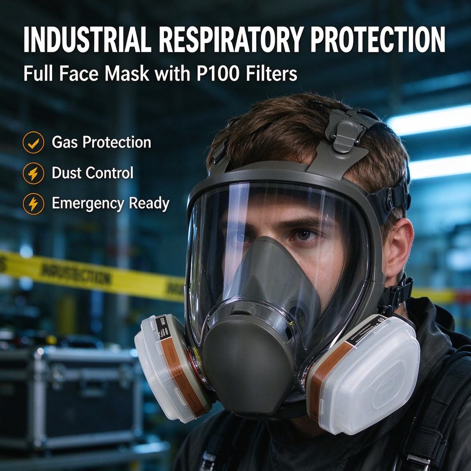 Welding Painting Woodworking Full Face Respirator with P100 Filters ...