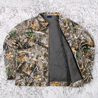 Blouson Bomber Unisexe Personnalisé en Toile, Style Workwear Vintage, Finition Enduite Effet Pierre, Imprimé Camouflage Arbre, Vêtement d'extérieur Automne