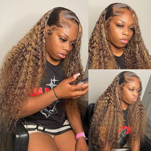 批发100% 人发无胶假发高清13*4透明蕾丝正面巴西深卷曲波浪婴儿头发直发假发 - Product Image 6