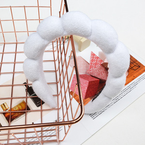 Bandeau torsadé en éponge pour femme, accessoire de maquillage et de bain, rose, noir, blanc, bleu, en velours doux, style couronne haute - Product Image 3